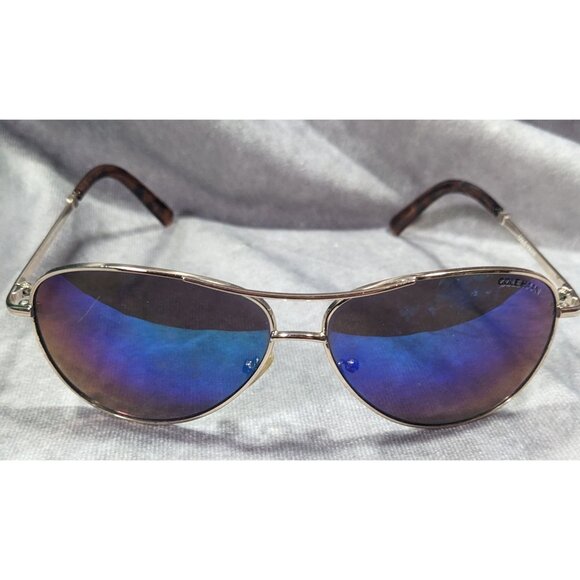 Cole Haan C669 Silver Tone And Tortoise Blue Mirror Aviator Sunglasses